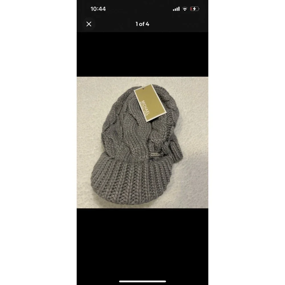 Michael Kors Cable knit grey hat new